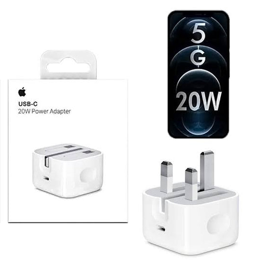 20W Iphone Usb-C Pd Power Adapter Charger 3 Pin (Uk Pin) 50% charge in 30min