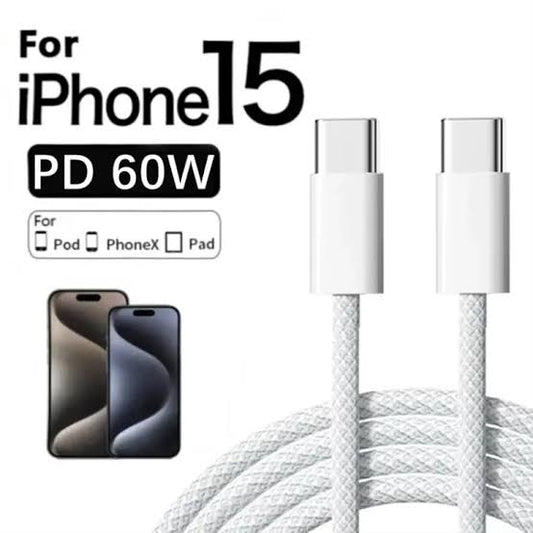 100% Original Original 60W PD Fast Charger USB-C Cable For Apple iPhone 15 Pro Max USB Type C to Type-C Cable Phone Accessories