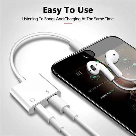 2 in 1 Dual Port Splitter Gaming Adapter pop up Bluetooth, Lightning Headphone Jack Audio & Charger, Compatible for all I_Phone models 7 to onwards upto 14 pro max